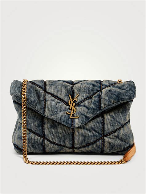 ysl blue jean bag|Saint Laurent Puffer Medium Chain Quilted Denim and Suede .